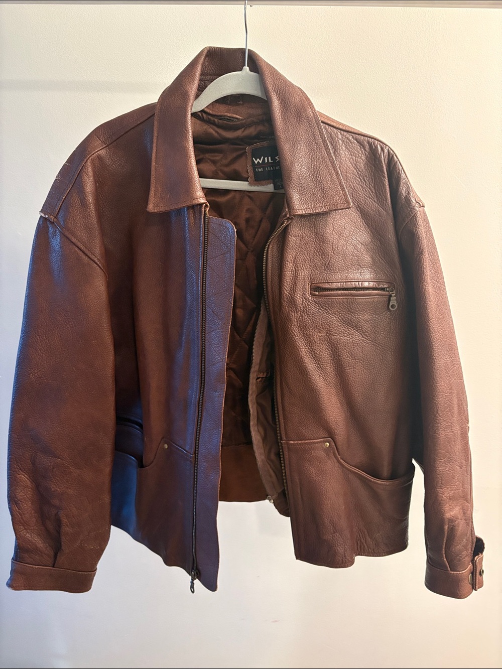 Wilson Men's Brown Leather Bomber Jacket
